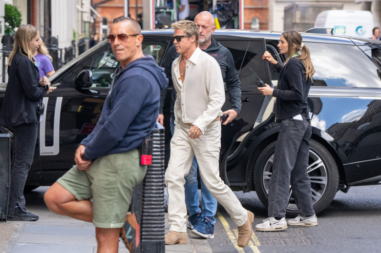 EXCLUSIVE: Brad Pitt Films Scenes For His Formula One Movie In The UK - 22 June 2024