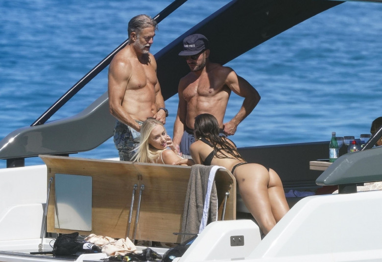 *PREMIUM-EXCLUSIVE* MUST CALL FOR PRICING BEFORE USAGE  -  The American Actor Zac Efron and the Scottish Actor and Film Producer Gerard Butler throughly enjoying their summer vacation on board their luxury boat during their sun soaked holiday in St-Tropez