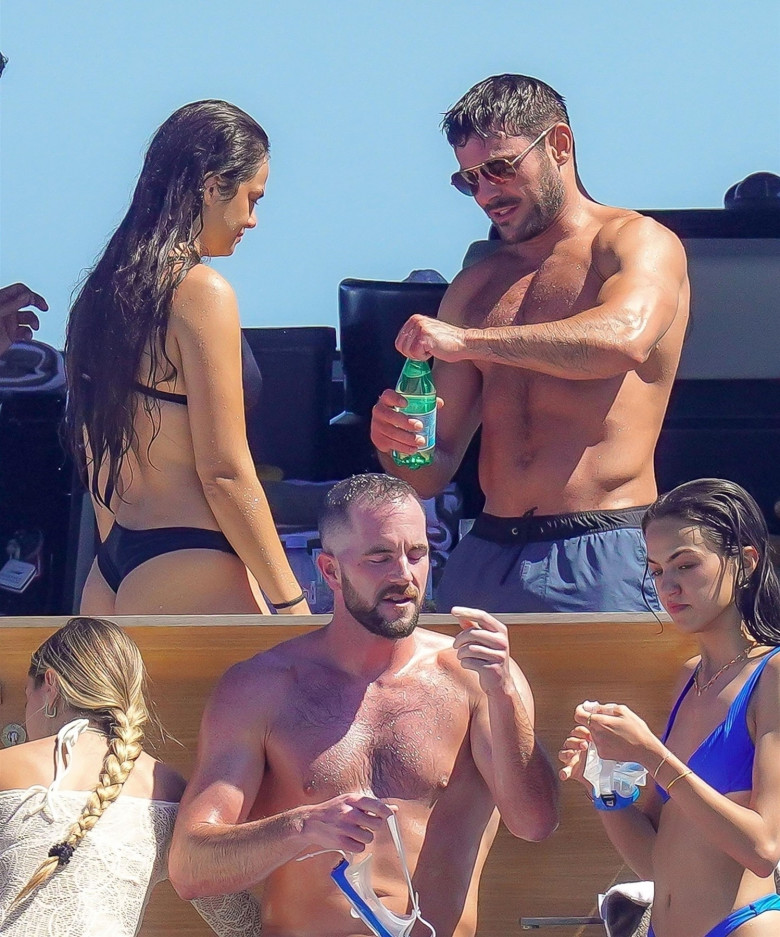 *PREMIUM-EXCLUSIVE* MUST CALL FOR PRICING BEFORE USAGE  -  The American Actor Zac Efron and the Scottish Actor and Film Producer Gerard Butler throughly enjoying their summer vacation on board their luxury boat during their sun soaked holiday in St-Tropez