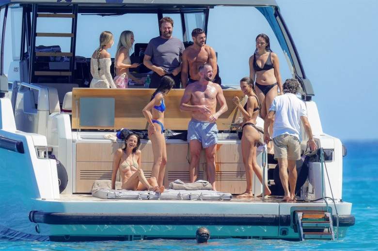 *PREMIUM-EXCLUSIVE* MUST CALL FOR PRICING BEFORE USAGE  -  The American Actor Zac Efron and the Scottish Actor and Film Producer Gerard Butler throughly enjoying their summer vacation on board their luxury boat during their sun soaked holiday in St-Tropez