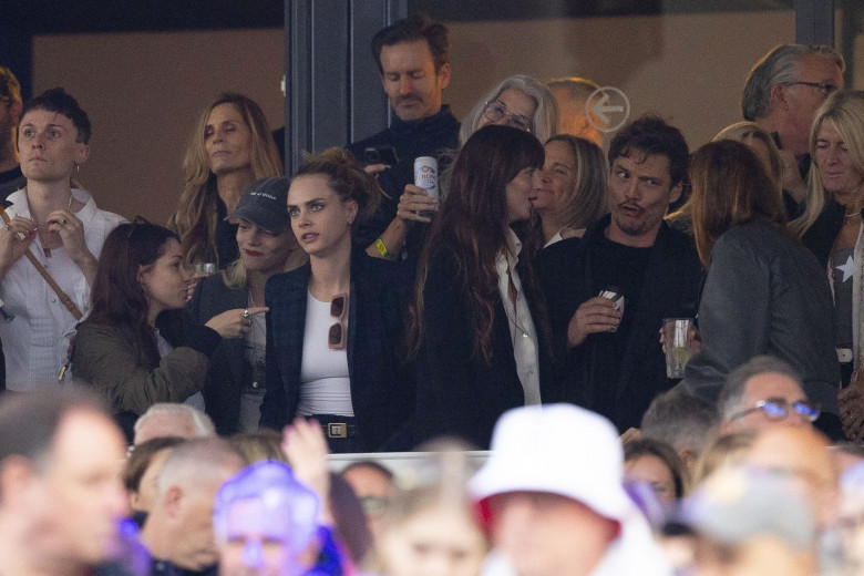 *PREMIUM-EXCLUSIVE* MUST CALL FOR PRICING BEFORE USAGE  - Dakota Johnson and her 'Materialists' co-star Pedro Pascal get real close dancing and laughing at the Stevie Nicks American Express Presents BST Hyde Park concert.*PICTURES TAKEN ON 12/07/2024*