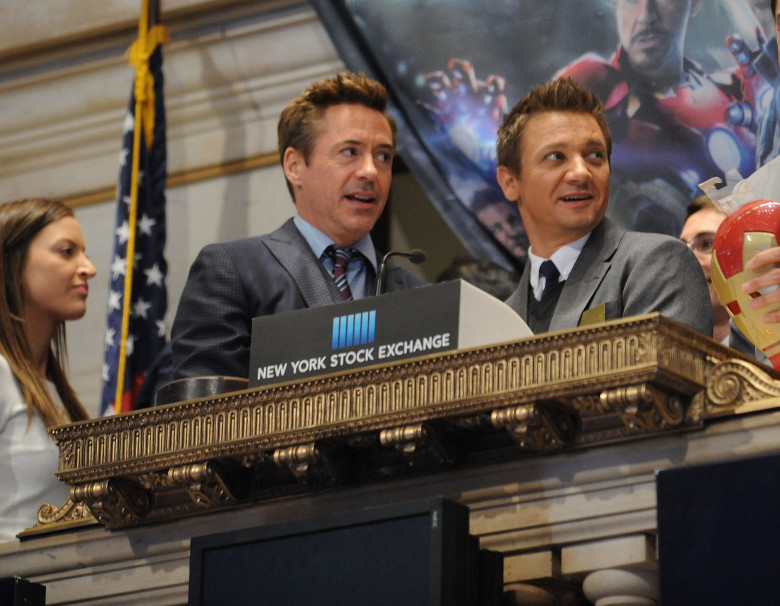 Robert Downey, Jr. And Jeremy Renner Join Marvel Entertainment Executives Ring The NYSE Opening Bell In Celebration Of "Marvel's Avengers: Age Of Ultron"