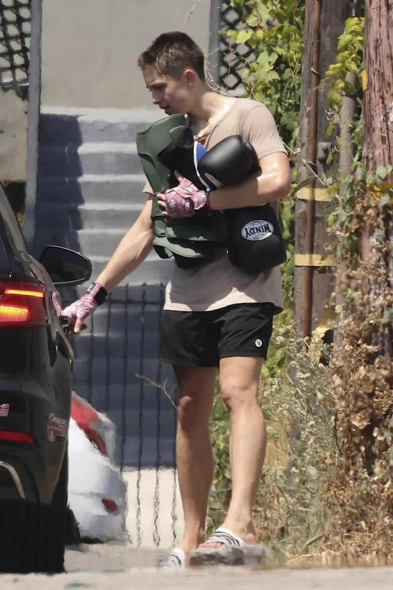 *EXCLUSIVE* Fight Club! Knox Leon Jolie-Pitt arrives with boxing gloves to gym in Los Angeles