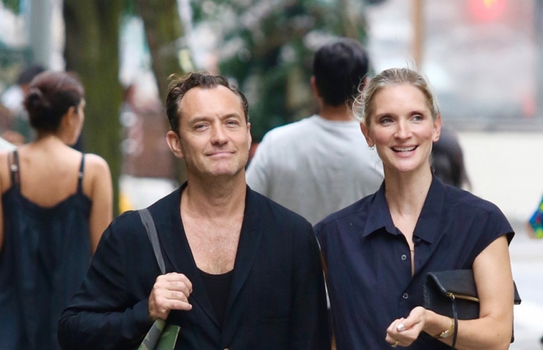 *EXCLUSIVE* Jude Law and Phillipa Coan hold hands during a romantic stroll in New York