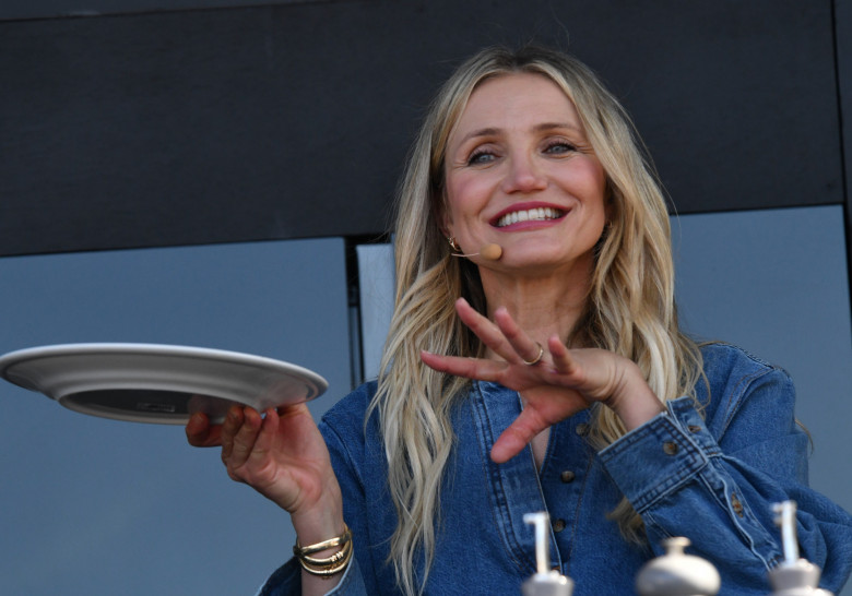 Cameron Diaz whips up a cuban smash burger as she makes an appearance on the Williams and Sonoma Culinary Stage on Day 1 of the 2024 Bottlerock Music Festival in Napa, Ca