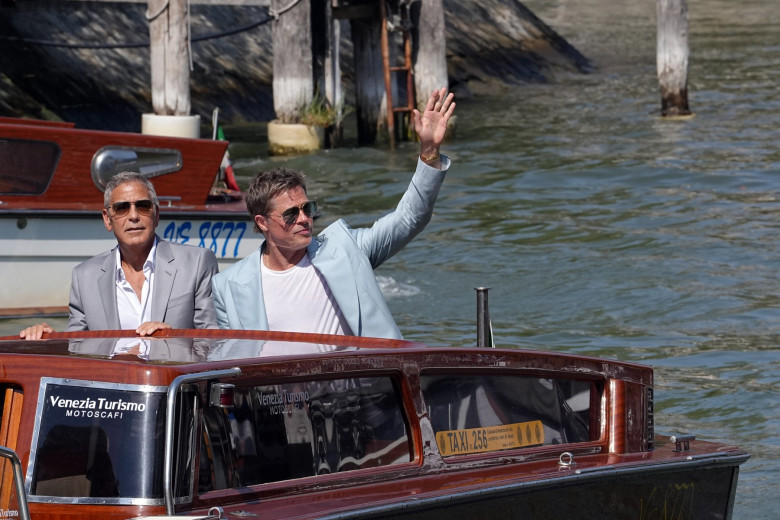 Venice 81, Brad Pitt and George Clooney Arrive in Darsena, Italy - 01 Sep 2024