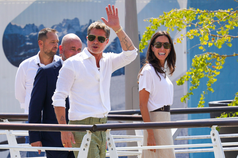 Brad Pitt And Ines De Ramon Arrive In Style At The Venice Film Festival In The Early Afternoon - 31 Aug 2024