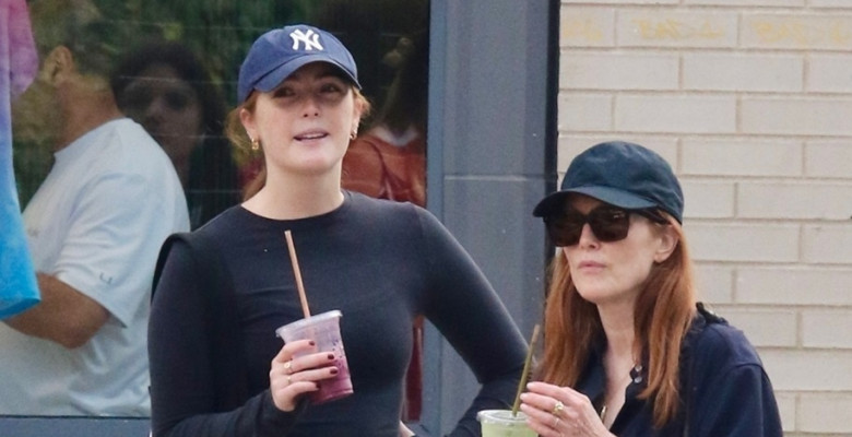 *EXCLUSIVE* Julianne Moore and her daughter Liv enjoy a smoothie and walk in New York