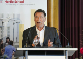 Arnold Schwarzenegger receives an honorary degree from the Hertie School