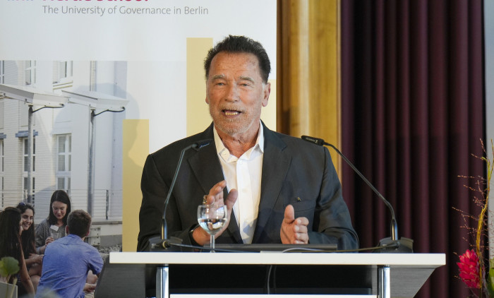 Arnold Schwarzenegger receives an honorary degree from the Hertie School