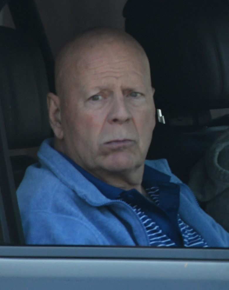 EXCLUSIVE: Bruce Willis is seen while being driven through the streets of Brentwood, Ca