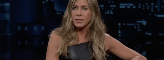 Jennifer Aniston dispels the wildest rumours ever written about her – before bringing out her cute dog Clydeo to help promote her new children’s book on Jimmy Kimmel Live!