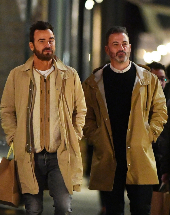 Justin Theroux, Jimmy Kimmel, and Molly McNearney Enjoy Dinner at New York's San Sabino