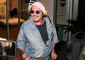 Johnny Depp steps out the Milan airport after the Rome film festival before a TV interview on channel 9