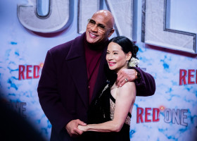 Berlin, Germany. 03rd Nov, 2024. Dwayne Johnson, actor, and Lucy Liu, actress, come to the UCI Luxe cinema for the world premiere of the film &quot;Red One - Christmas Alert&quot;. Credit: Christoph Soeder/dpa/Alamy Live News