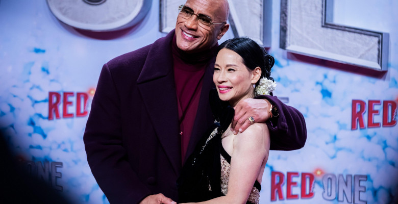 Berlin, Germany. 03rd Nov, 2024. Dwayne Johnson, actor, and Lucy Liu, actress, come to the UCI Luxe cinema for the world premiere of the film "Red One - Christmas Alert". Credit: Christoph Soeder/dpa/Alamy Live News