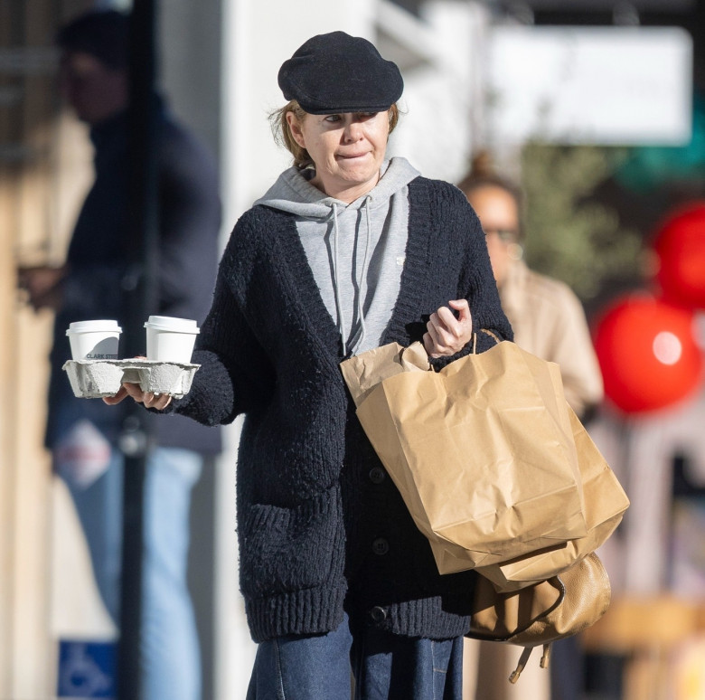 *EXCLUSIVE* Going Grey! Ellen Pompeo looks unrecognizable as she grabs coffee looking super casual