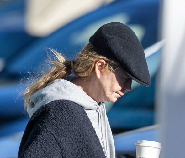 *EXCLUSIVE* Going Grey! Ellen Pompeo looks unrecognizable as she grabs coffee looking super casual