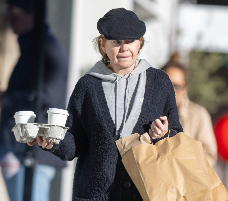 *EXCLUSIVE* Going Grey! Ellen Pompeo looks unrecognizable as she grabs coffee looking super casual