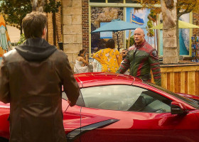 RED ONE - FILM STILLS. 2024 . USA.  Chris Evans and Dwayne Johnson   in Red One - (c)Warner Bros -  a 2024 American Christmas action-adventure directed by Jake Kasdan.  The film follows the head of North Pole security (Dwayne Johnson) teaming up with a b