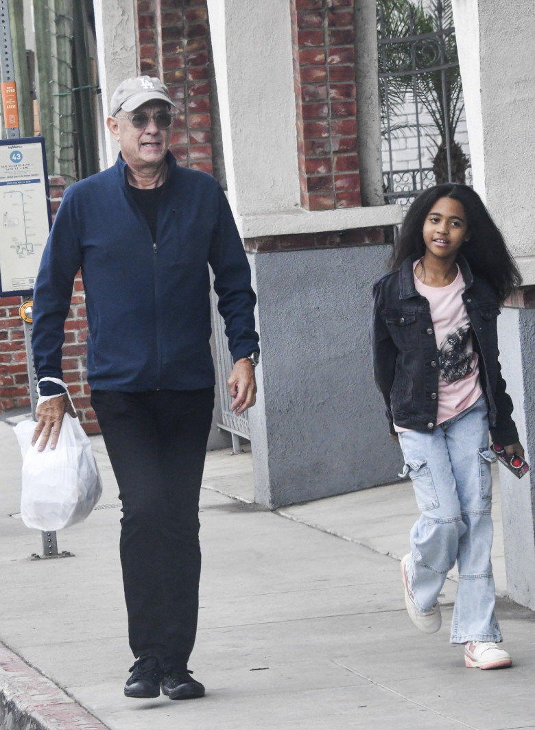 EXCLUSIVE: Tom Hanks Spotted On Grandparent Duty With Granddaughter Michaiah In Brentwood, California - 25 Nov 2024