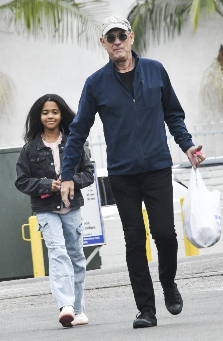 EXCLUSIVE: Tom Hanks Spotted On Grandparent Duty With Granddaughter Michaiah In Brentwood, California - 25 Nov 2024