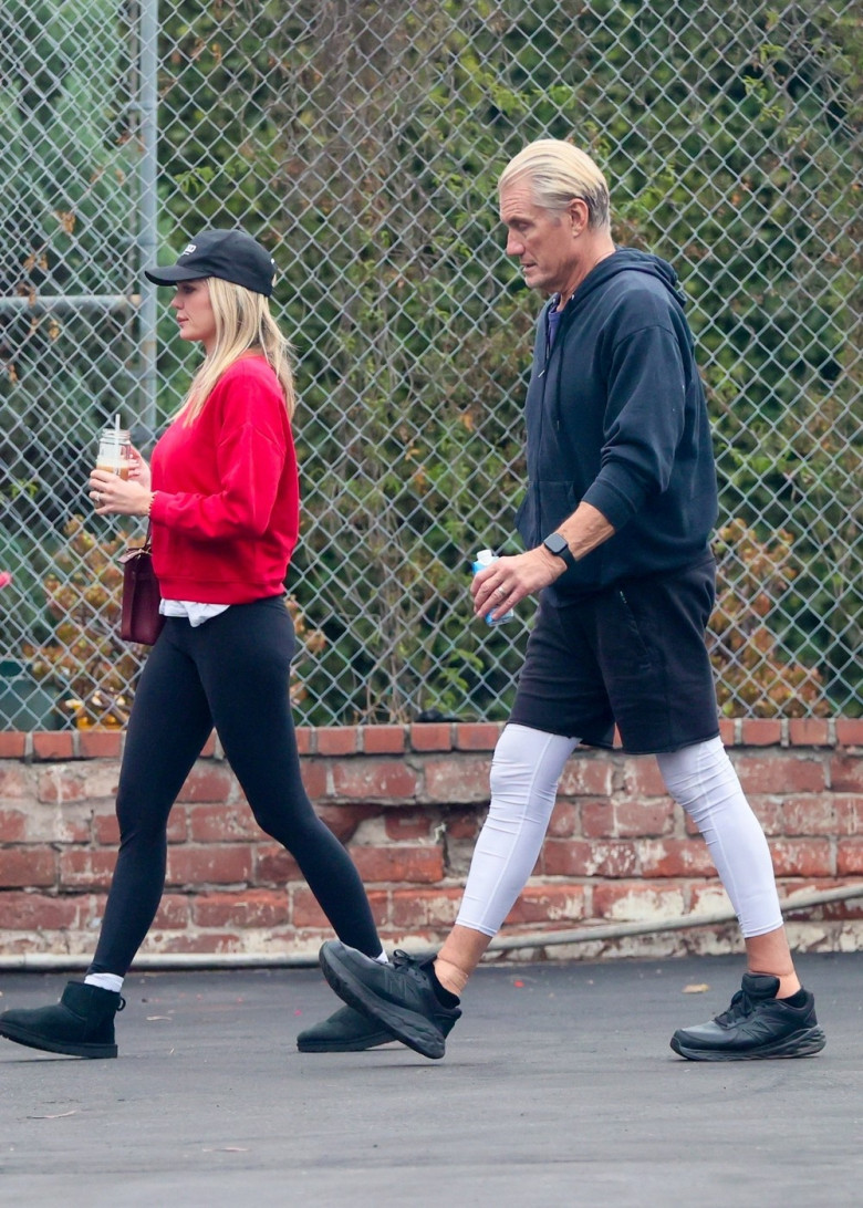 *EXCLUSIVE* Dolph Lundgren and wife Emma Krokdal seen in Beverly Hills after he is declared Cancer Free