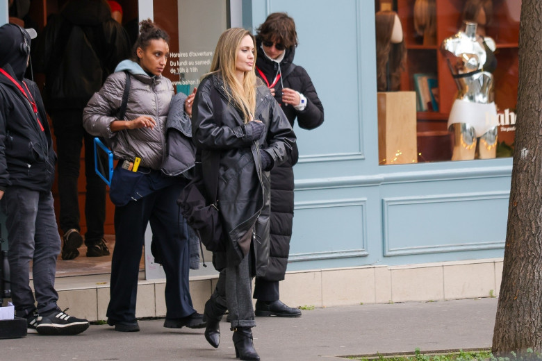 Angelina Jolie seen on set filming 'Stitches' in Paris