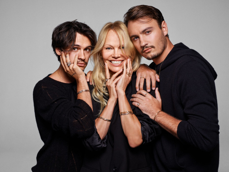 Pamela Anderson and sons Brandon and Dylan Lee dazzle in diamonds for Pandora “Be Love” campaign