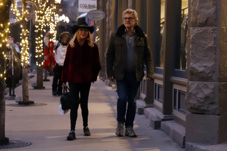 Goldie Hawn and Kurt Russell are seen out for a walk in Aspen