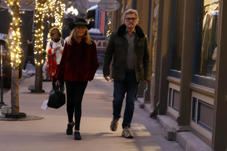 Goldie Hawn and Kurt Russell are seen out for a walk in Aspen