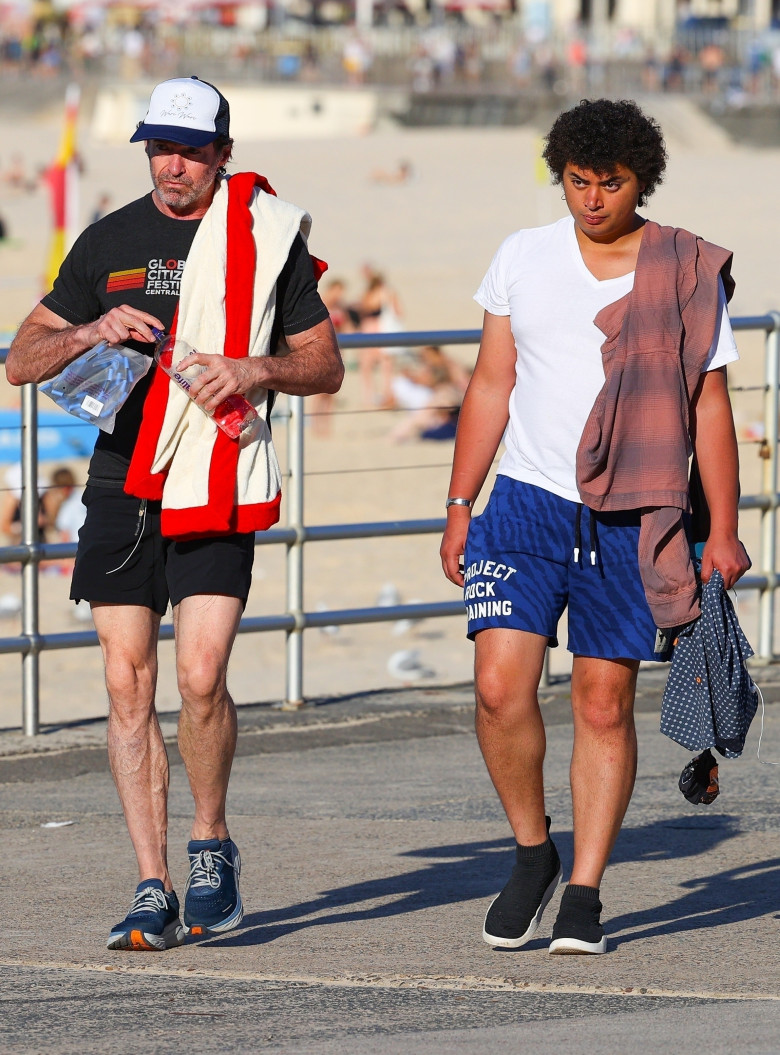 *EXCLUSIVE* Hugh Jackman is spotted in Bondi engaged in an intense and lengthy telephone conversation