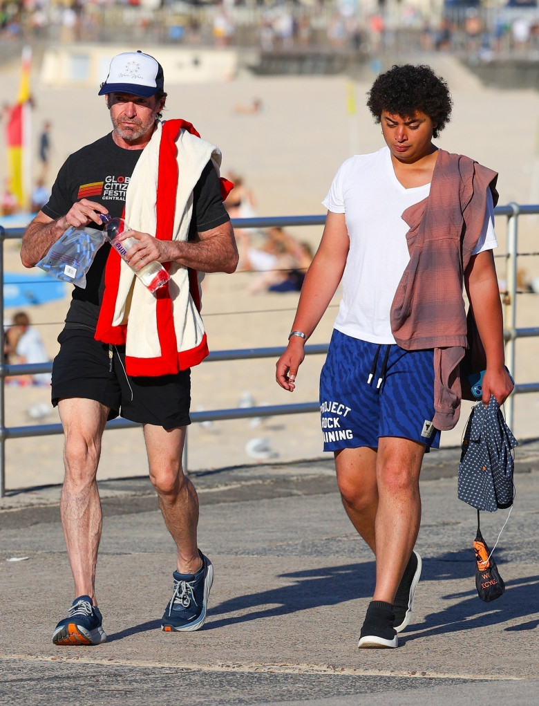 *EXCLUSIVE* Hugh Jackman is spotted in Bondi engaged in an intense and lengthy telephone conversation