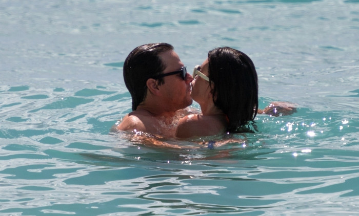 *PREMIUM-EXCLUSIVE* *MUST CALL FOR PRICING* Actor Mark Wahlberg and wife Rhea show of their sizzling beach bodies