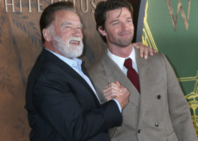 Los Angeles, USA. 10, February, 2025.   Pictured left to right, Arnold Schwarzenegger, Patrick Schwarzenegger at the White Lotus Season 3 Premiere.  Credit:  Kathy Hutchins / Alamy Live News