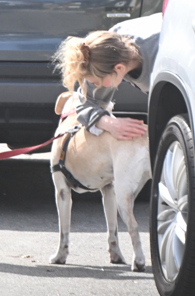 EXCLUSIVE: Renee Zellweger steps out with a messy head of hair after arriving home after doing a two week press tour around the world for her new movie