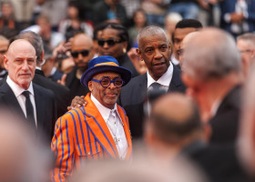 Celebrities attending the red carpet of the film Highest 2 Lowest with Asap Rocky, Spike Lee and Denzel Washington during the 78th Cannes Film Festival.