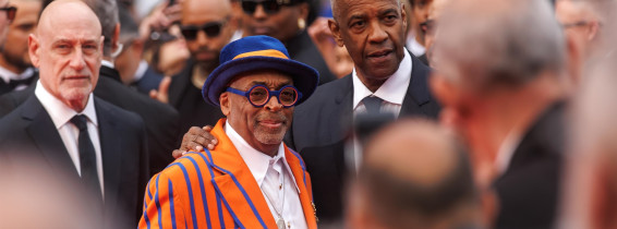 Celebrities attending the red carpet of the film Highest 2 Lowest with Asap Rocky, Spike Lee and Denzel Washington during the 78th Cannes Film Festival.