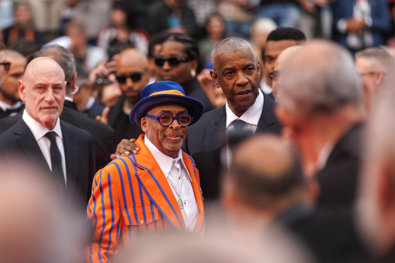 Celebrities attending the red carpet of the film Highest 2 Lowest with Asap Rocky, Spike Lee and Denzel Washington during the 78th Cannes Film Festival.