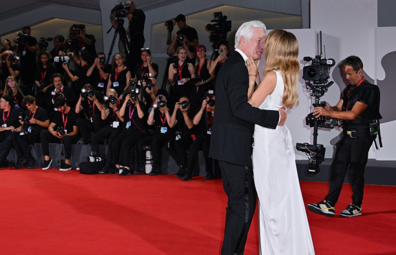 Venice, 81st Venice Film Festival 2024 - Fifth Evening. Richard Gere with his wife Alexandra on the Red Carpet