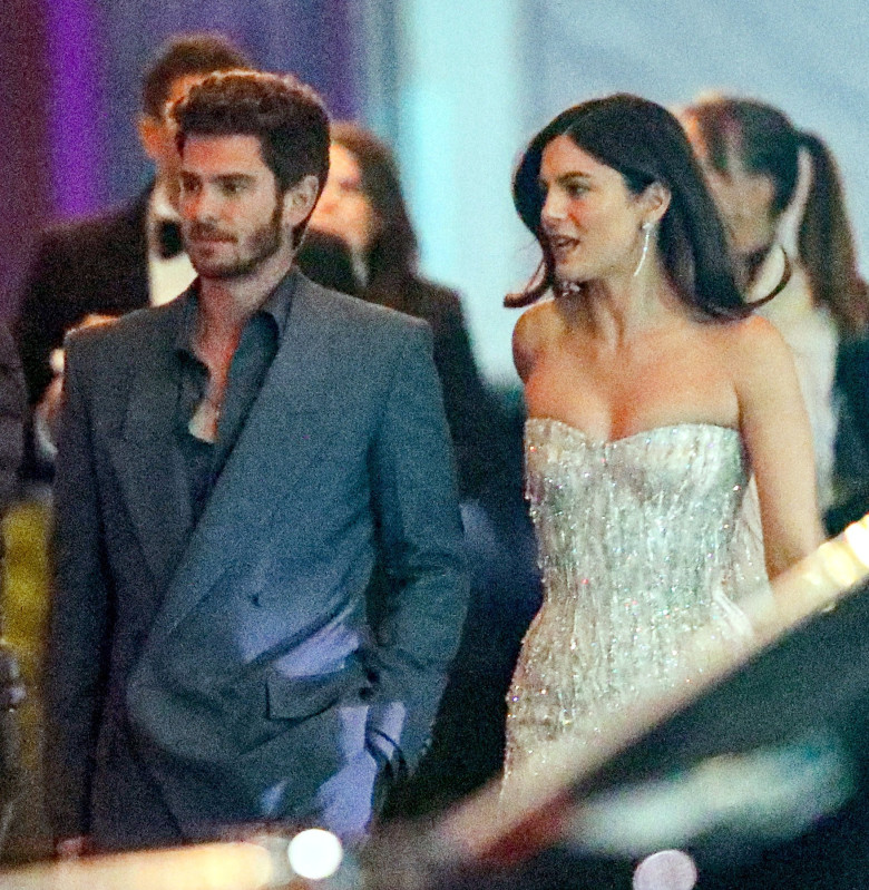 Andrew Garfield &amp; Monica Barbaro Make Red Carpet Debut At Vanity Fair Oscar Party