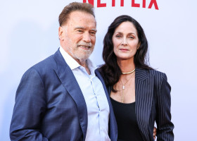 HOLLYWOOD, LOS ANGELES, CALIFORNIA, USA - JUNE 11: Austrian and American actor, former Governor of California, businessman, former politician, and former professional bodybuilder Arnold Schwarzenegger and Canadian-American actress and producer Carrie-Anne
