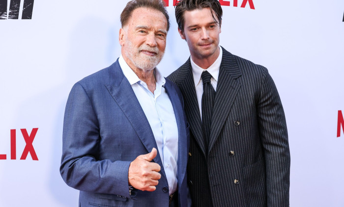 HOLLYWOOD, LOS ANGELES, CALIFORNIA, USA - JUNE 11: Austrian and American actor, former Governor of California, businessman, former politician, and former professional bodybuilder Arnold Schwarzenegger and son/American actor and model American actor and mo