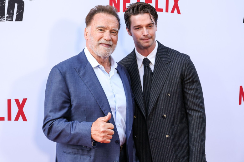 HOLLYWOOD, LOS ANGELES, CALIFORNIA, USA - JUNE 11: Austrian and American actor, former Governor of California, businessman, former politician, and former professional bodybuilder Arnold Schwarzenegger and son/American actor and model American actor and mo