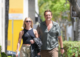 EXCLUSIVE: Newly engaged couple Jason Segel and Kayla Radomski are all smiles as they head to lunch in Beverly Hills