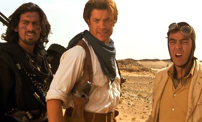 Oded Fehr, Brendan Fraser, John Hannah, în "Mumia"