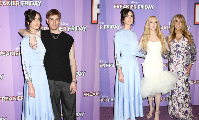 Lindsay Lohan, însoțită de familia ei la premiera filmului „Freakier Friday”/ Profimedia