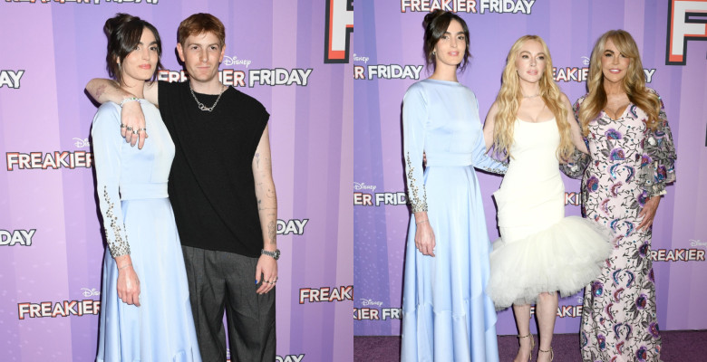 Lindsay Lohan, însoțită de familia ei la premiera filmului „Freakier Friday”/ Profimedia