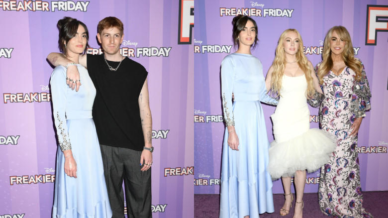 Lindsay Lohan, însoțită de familia ei la premiera filmului „Freakier Friday”/ Profimedia