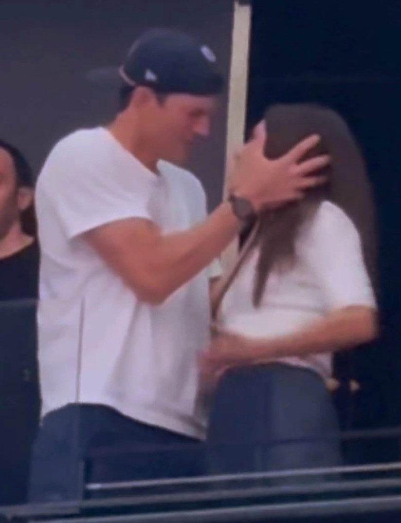 Mila Kunis and Ashton Kutcher damce and show pda during date night out at Backstreet Boys and chat with Luka Doncic in Las Vegas inside the Sphere
